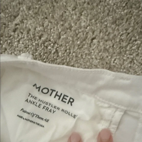 MOTHER the hustler roller White Wide-Leg Frayed Hem Jeans - Picture 3 of 6